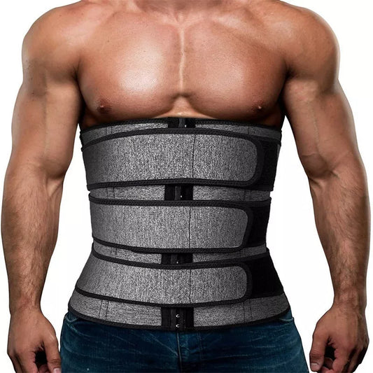 Men's neoprene waist belt for sports and fitness support in grey and black