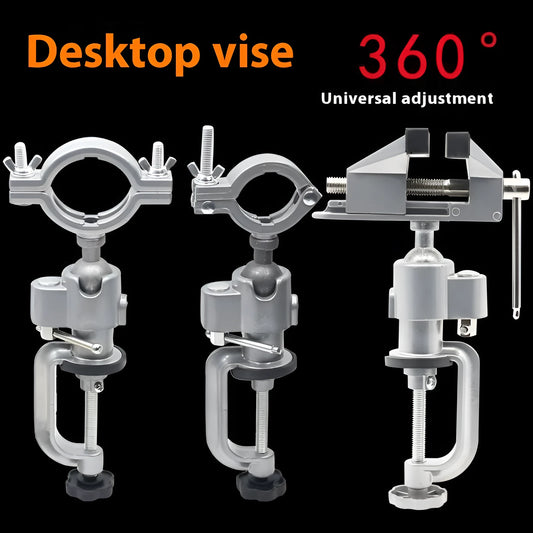 360-degree rotating clamp-on bench vise with tungsten steel construction