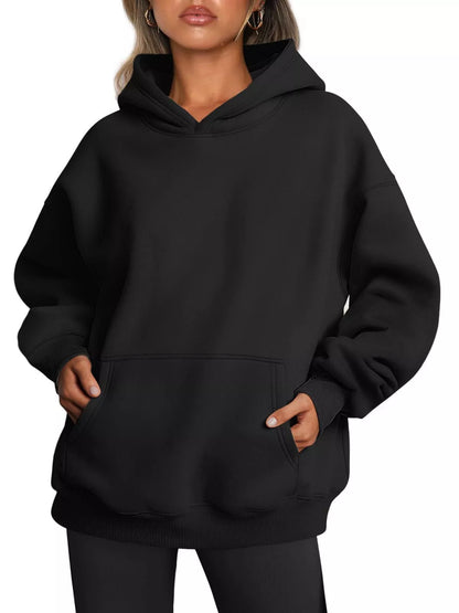 Women's oversized fleece hoodie with pocket in various colors