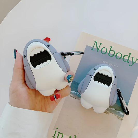 Silicone protective case for AirPods 1 and 2 with shark fin design
