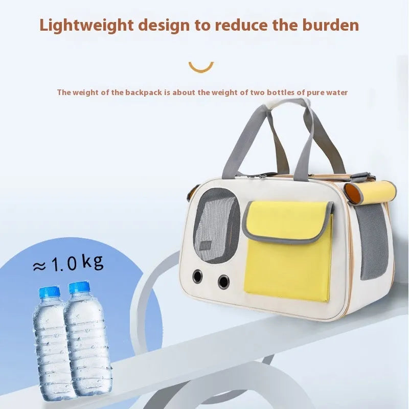 Large foldable canvas pet carrier bag for cats and small dogs in solid colours
