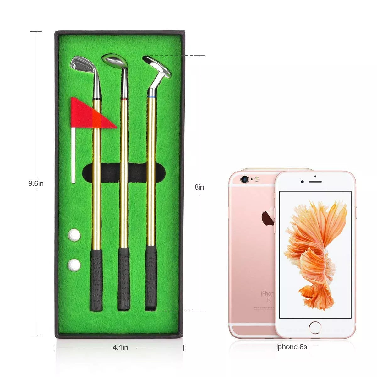 Desktop Mini Golf Putting Green Metal Club Ballpoint Pen Set with unique design