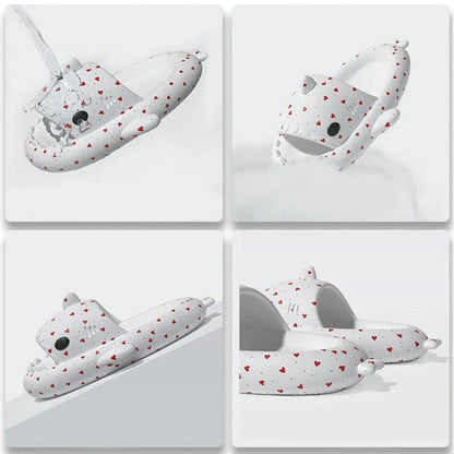 Stylish heart-shaped shark slippers with breathable, anti-slip soles and a variety of vibrant color options