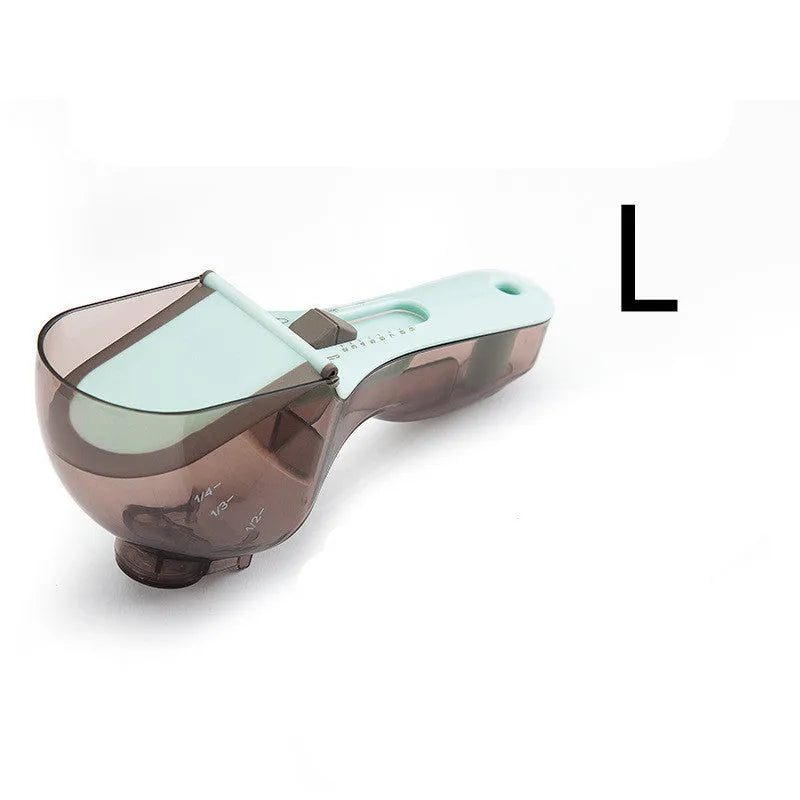 Orange and blue digital measuring spoon set showing measurement units and ergonomic handle.