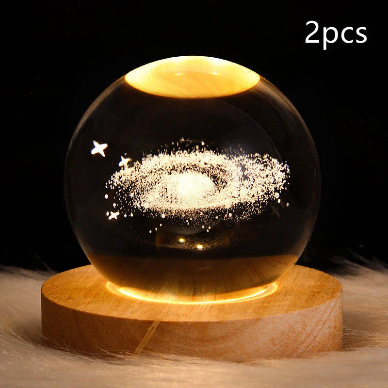 A mesmerizing galaxy-inspired crystal ball lamp with a warm, soothing LED glow.