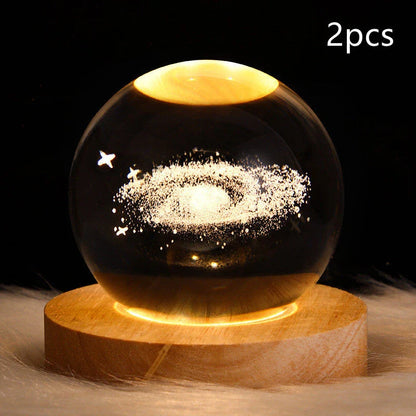 A mesmerizing galaxy-inspired crystal ball lamp with a warm, soothing LED glow.
