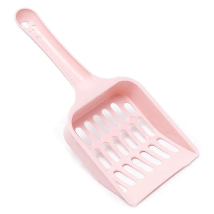 Blue plastic cat litter scoop with dimensions 20cm long by 9cm wide.