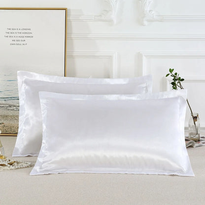 Pure colour imitation silk pillowcase in selected colour showing smooth polyester fabric texture