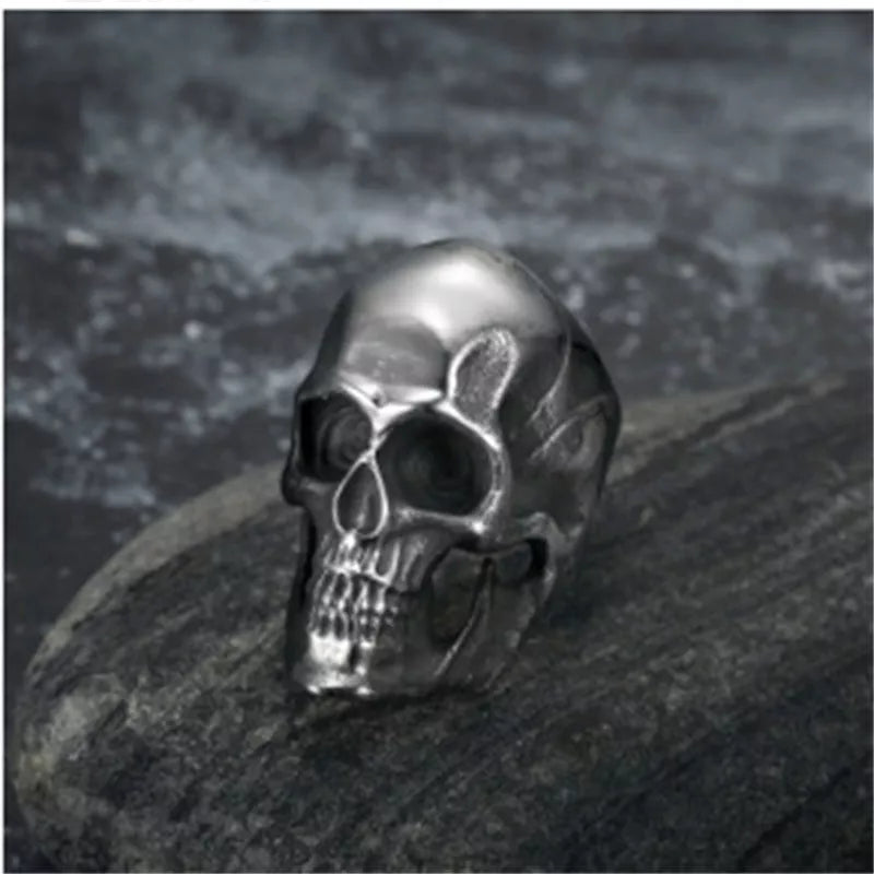 Halloween Punk Skull Ring in stainless steel with detailed skull design