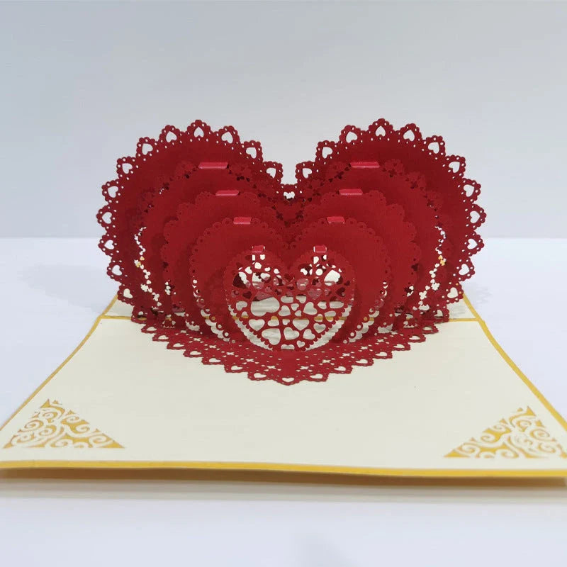 Enchanting 3D pop-up wedding invitation cards with laser-cut designs and floral motifs