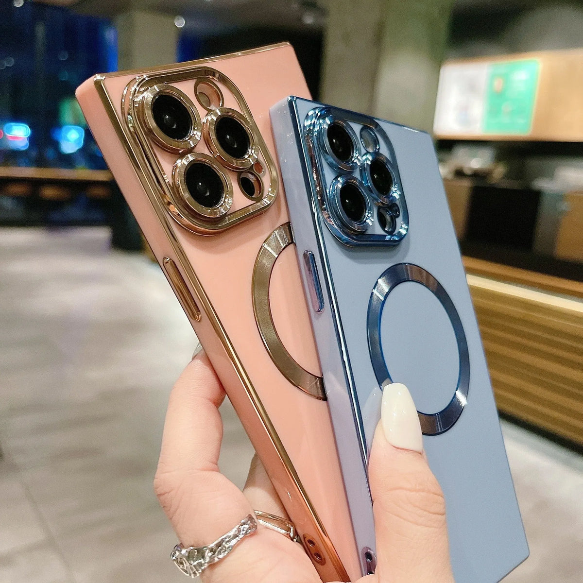 Electroplating square magnetic TPU phone case in solid colour for iPhone 11, 12 Pro Max, 13 Pro Max and 14 Pro Max
