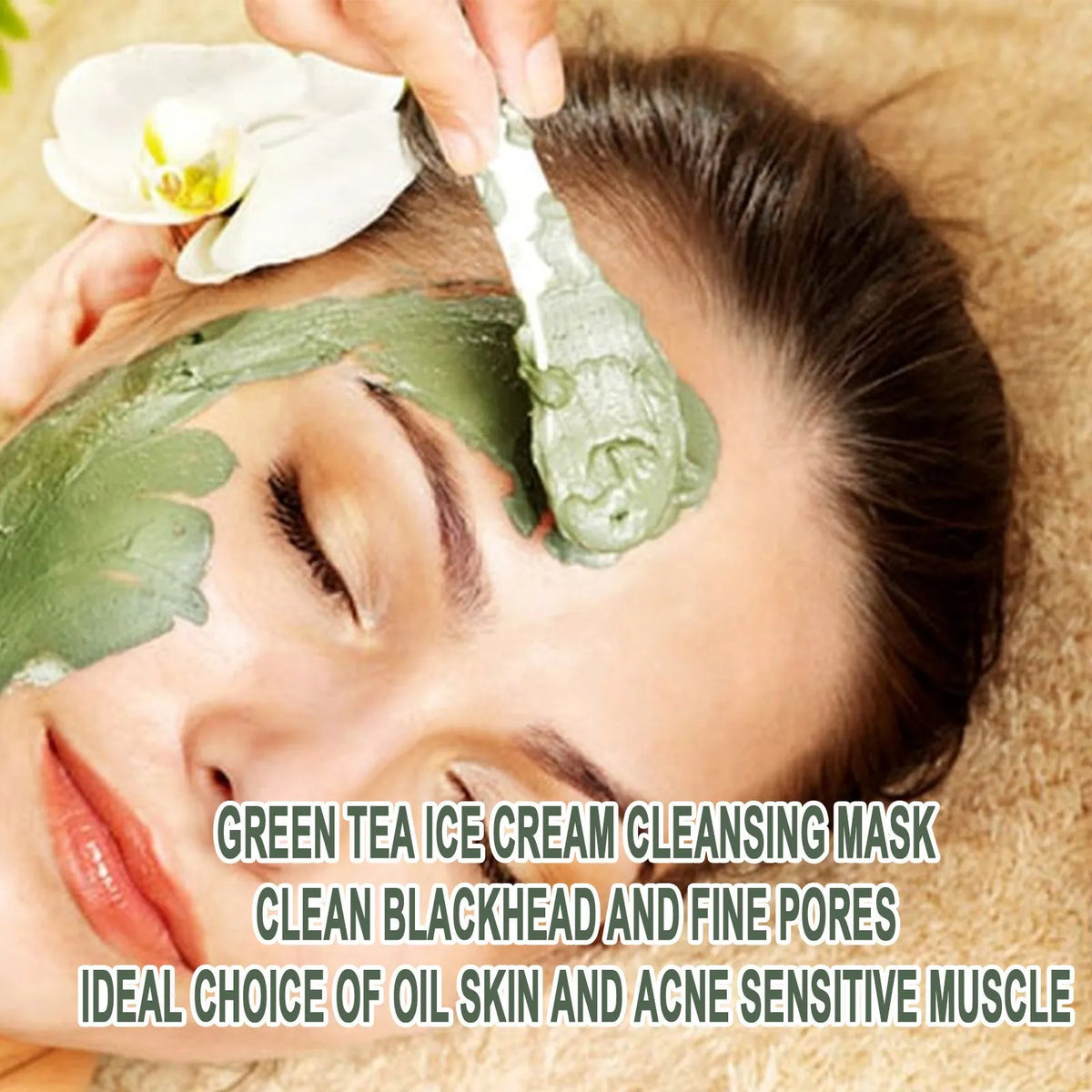 Green tea cleansing firming ice skin mask in 30ml and 100ml sizes with 24-month shelf life