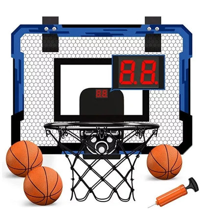 Indoor dunk basketball hoop shooting toy with scoreboard and two balls