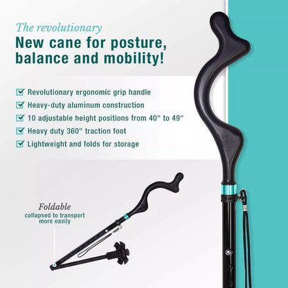 Collapsible Posture Walking Cane with aluminum alloy frame and ergonomic handle