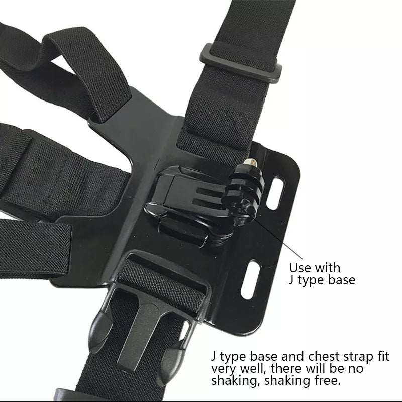 Adjustable chest mount harness for smartphones and action cameras in black