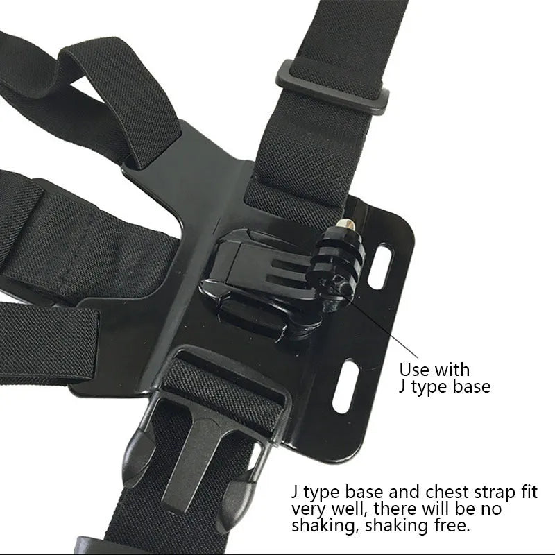 Black mobile phone chest mount harness with adjustable nylon straps and ABS phone clip for 4-5.5 inch smartphones