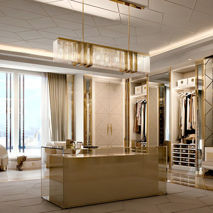 Modern glass chandelier with height adjustment mechanism and 1000mm diameter for restaurant lighting