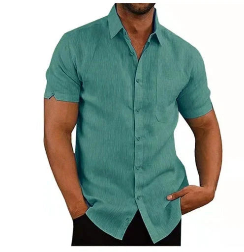 Men's short sleeve summer shirt in various colors with drop shoulder sleeve design