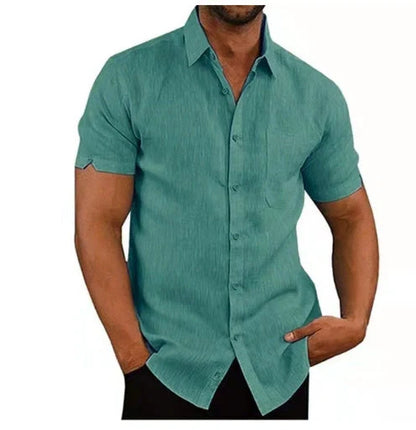 Men's short sleeve summer shirt in various colors with drop shoulder sleeve design