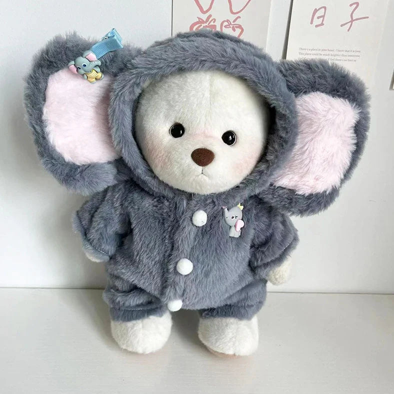 Grey elephant jumpsuit suit for 30cm Lina bear doll with plush material