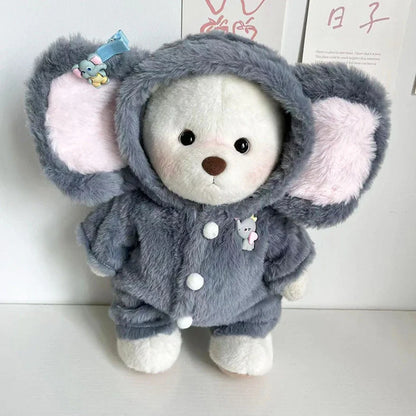 Grey elephant jumpsuit suit for 30cm Lina bear doll with plush material