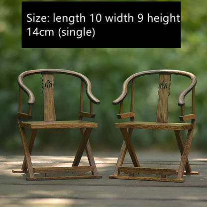 Red rosewood miniature Chinese furniture model with traditional carved details and mahogany construction