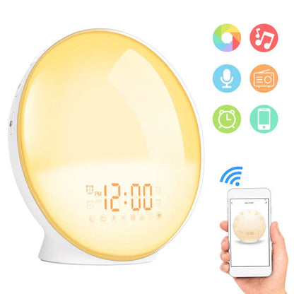 Intelligent Wake-Up Light with Simulated Sunrise, Natural Sounds, and Customizable Settings