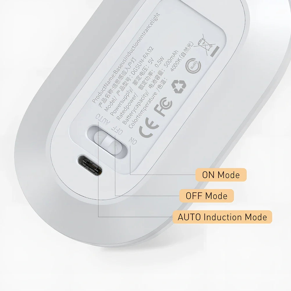 Human induction home light with magnetic base showing back lighting ring design and compact 108mm size
