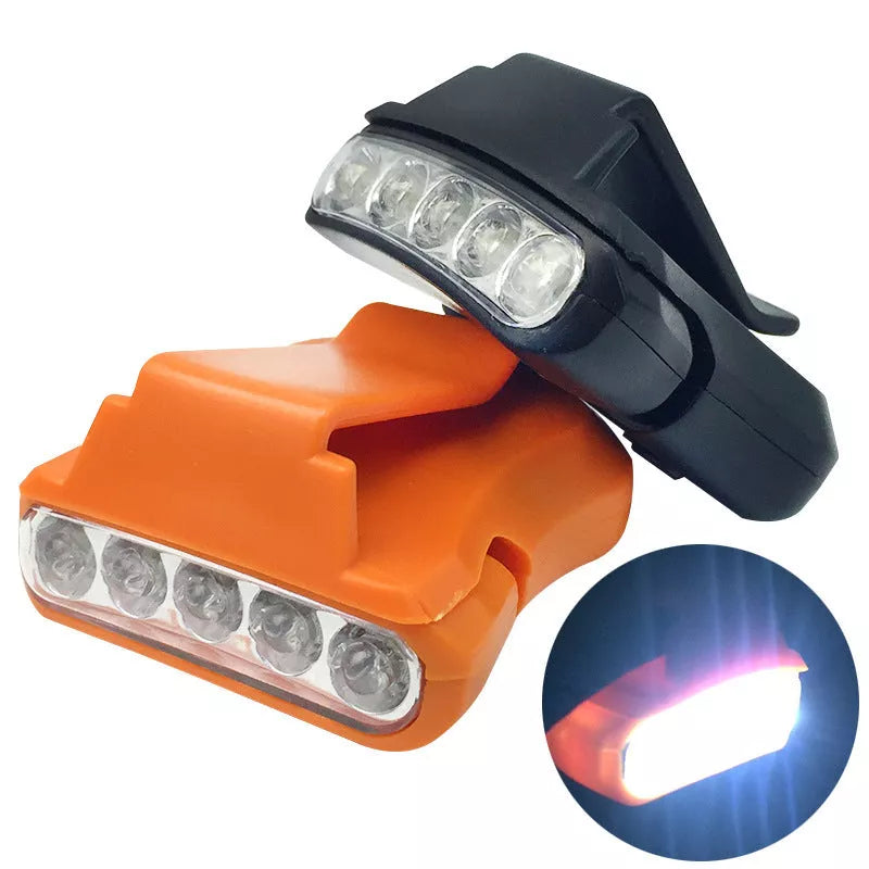 5LED Cap Lamp attached to a cap for hands-free outdoor lighting