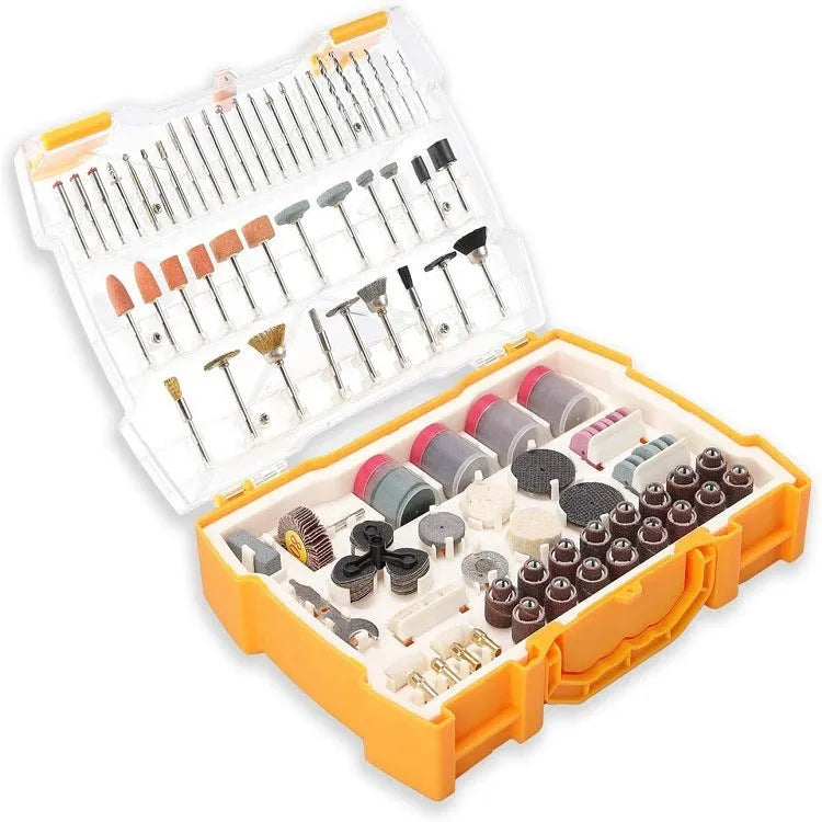 302-piece electric grinding accessory set in a 25 x 18 x 5.5 cm box compatible with Dremel rotary tools