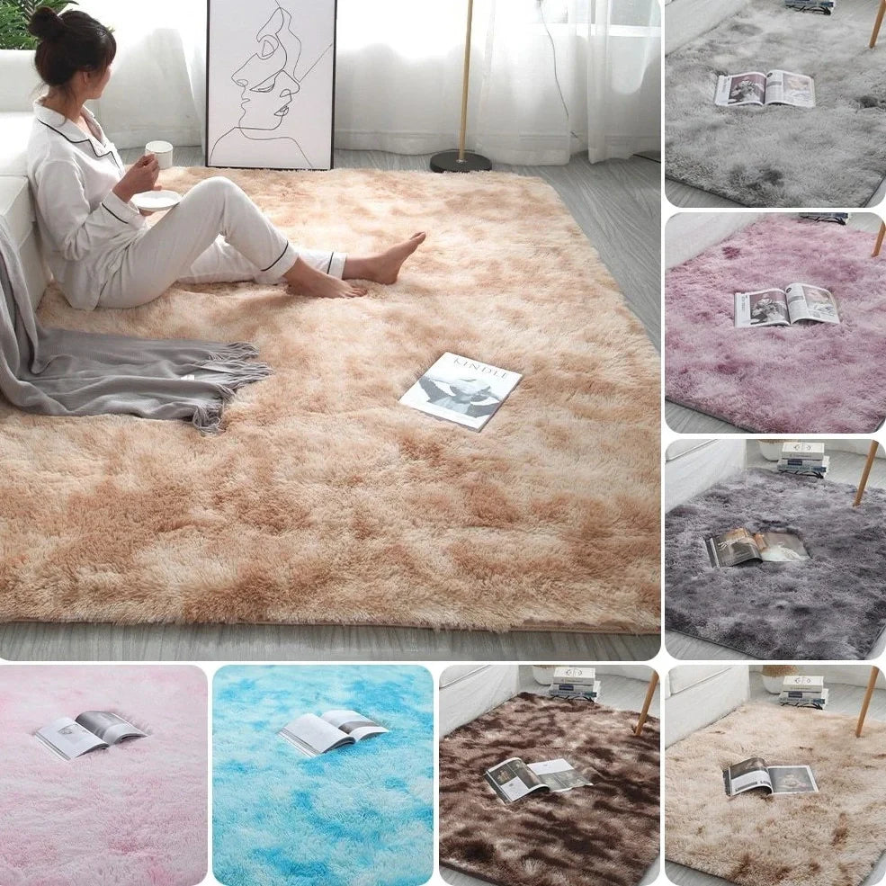 Nordic tie-dye gradient carpet with machine-woven polyester construction in multiple colour options