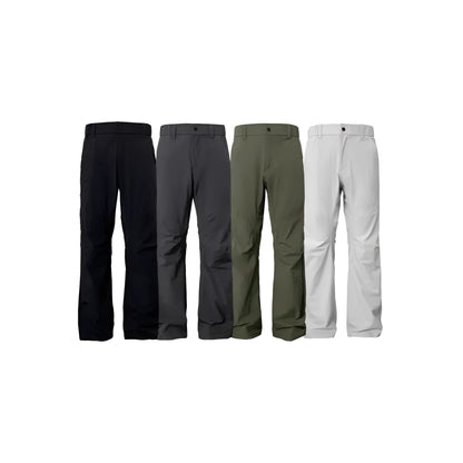 Straight leg casual trousers with elastic waistband in chemical fibre blend fabric