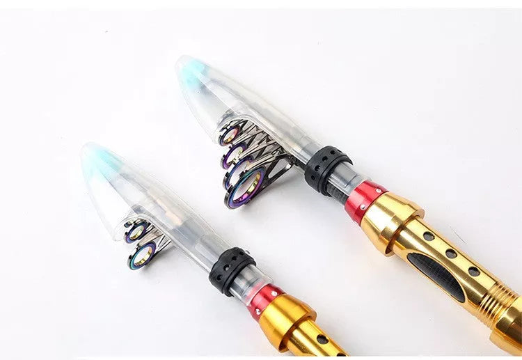 Carbon fiber telescopic spinning fishing rod for sea fishing with metal handle