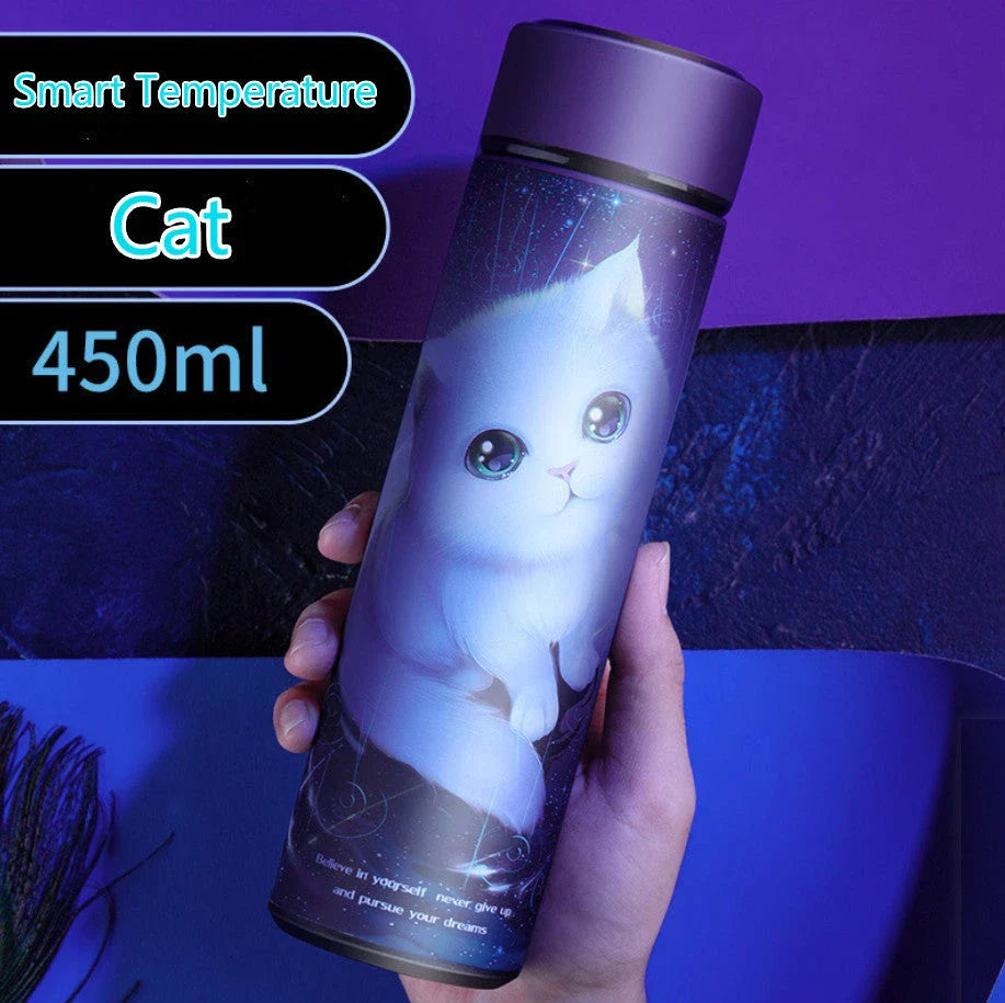 Sleek stainless steel vacuum flask with LED temperature display, available in various stylish colors and capacities to suit active lifestyles.