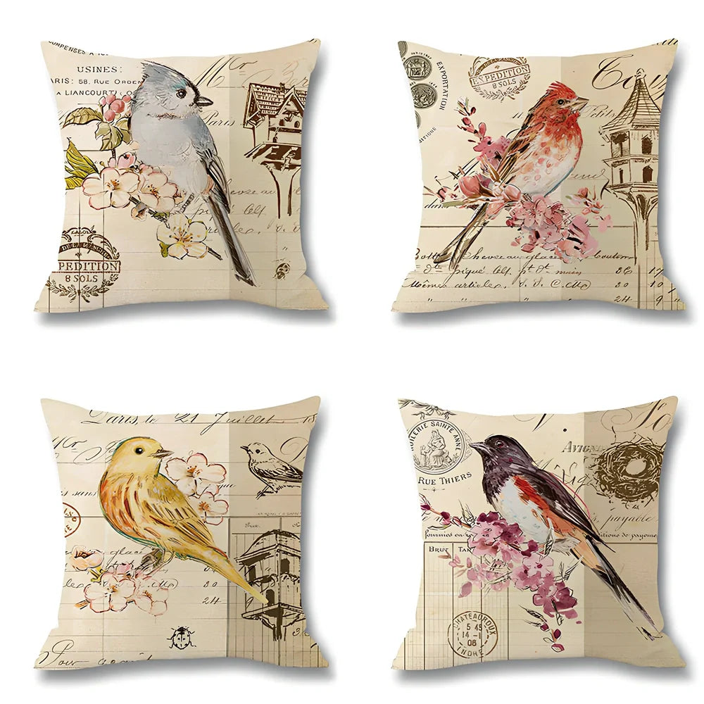 45x45cm printed linen throw pillow cover with temperature regulating properties