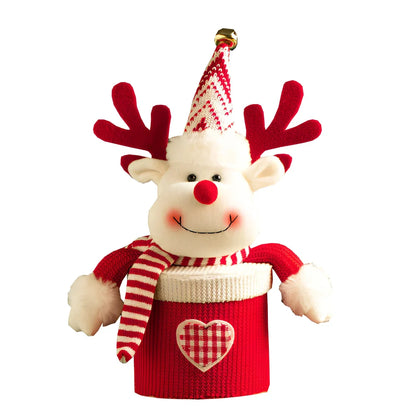 Christmas gift box with knitted flannel material and oversized cartoon design in festive colours