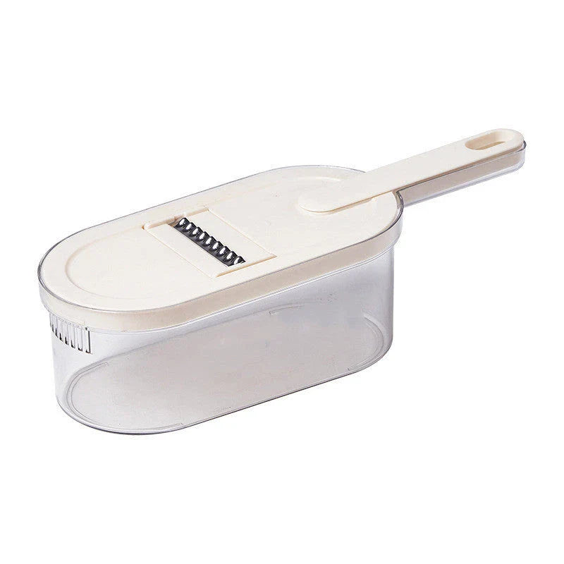 Versatile Vegetable Chopper with Interchangeable Blades, Built-in Container, and Self-Cleaning Brush for Effortless Meal Prep