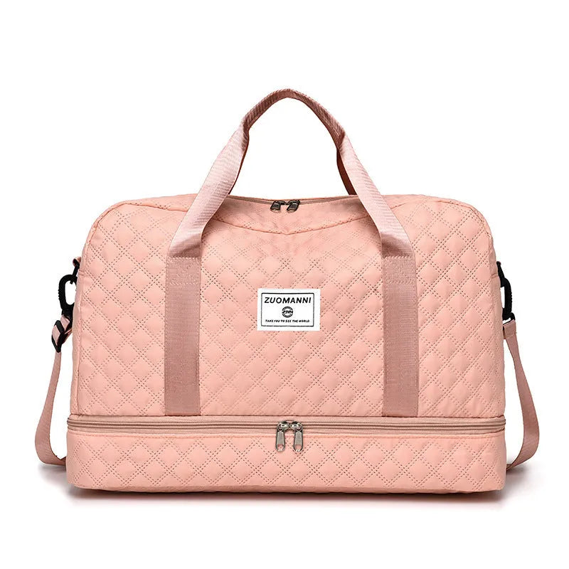 Oxford cloth travel bag with 36-55 litre capacity in street trend style with sewing thread details
