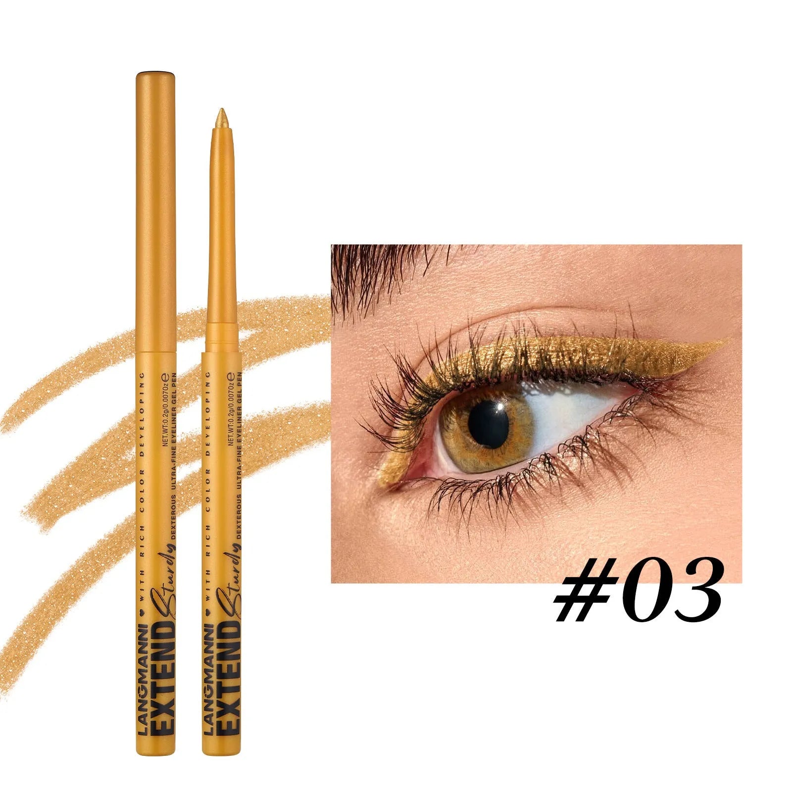 12 colourful gel glitter eyeliner pencils with matte and glitter finishes in waterproof formula