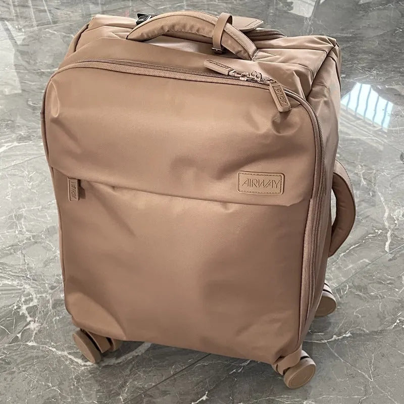 Ultra-light waterproof Oxford cloth suitcase in bluestone green with universal wheels and breathable lining