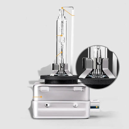 Xenon automotive headlight bulb with aluminium alloy shell and quartz tube for D1S and D1R fittings