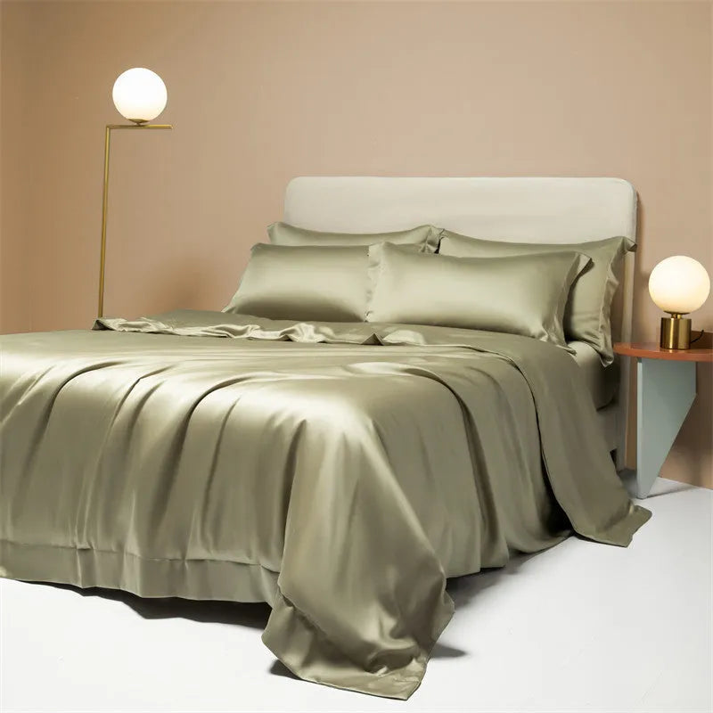 Luxury Lenzing Tencel quilt sheets set in Aurora Blue with 200 thread count twill weave and UK sizing