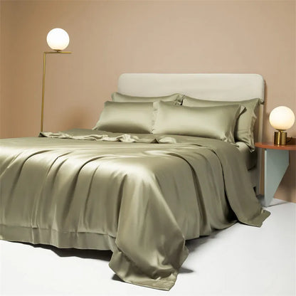 Luxury Lenzing Tencel quilt sheets set in Aurora Blue with 200 thread count twill weave and UK sizing