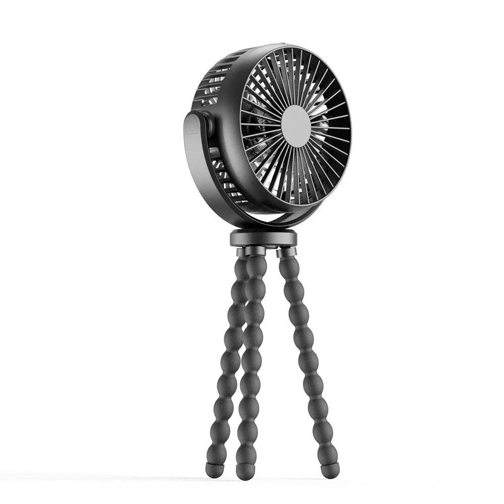 HOMEFISH F2 automatic shake head baby stroller fan with LED light and removable bracket on a pushchair