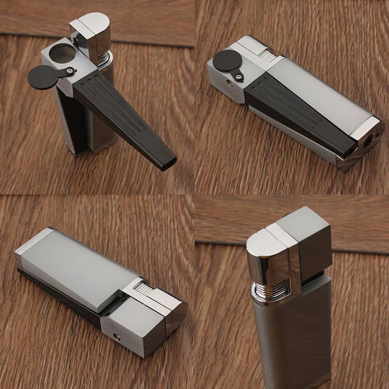 Foldable metal pipe lighter with stash compartment, eco-friendly and durable design