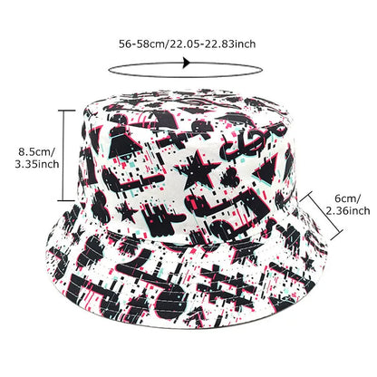 Musical note pattern printing on beige bucket hat with dome crown