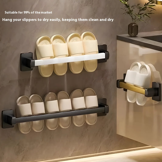 Wall-mounted bathroom slipper rack with integrated seat in Nordic style