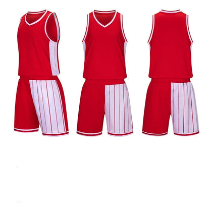 Basketball training suit with quick-drying fabric in grass green, dream blue, red, or sapphire blue, sizes M to 6XL