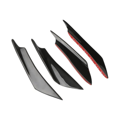 Set of four carbon fibre pattern ABS plastic bumper blades for car modification.