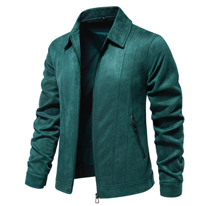 Men's Suede Lapel Zipper Jacket for Autumn and Winter in various colors